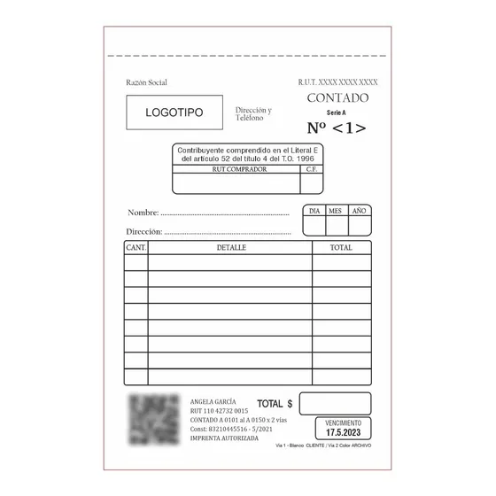 Imprenta 1 Libreta Facturas Boletas Oficiales Autocopiante