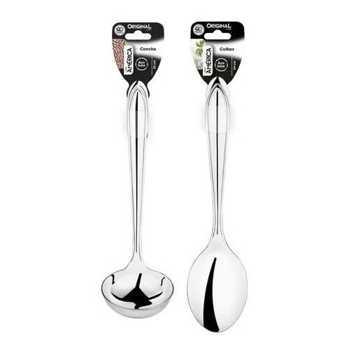 Kit Cozinha Colher De Arroz + Concha Aço Inox Original Kit Cozinha Colher De Arroz + Concha Aço Inox Original