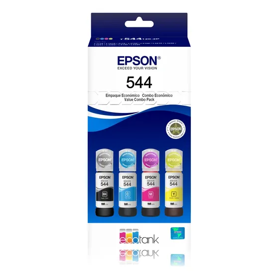 Kit De Tintas Com Preta Magenta Amarela Ciano Original Epson 544 Para Impressoras L1110 L3110 L3150 L5190