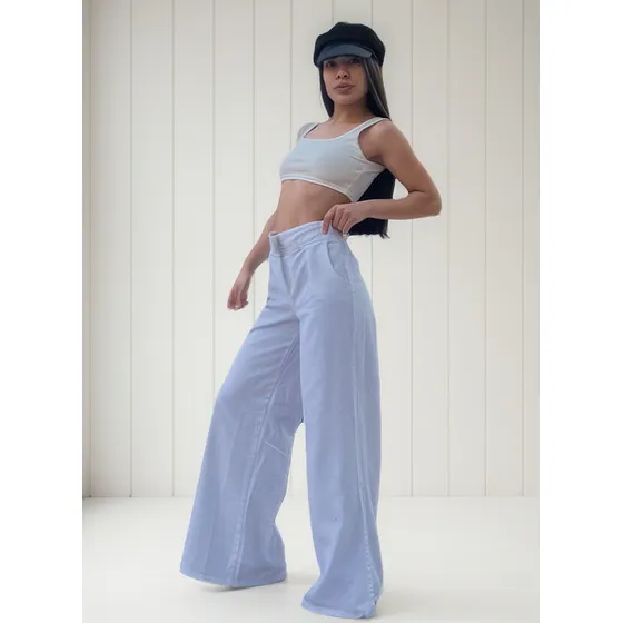 Pantalon Zaira Jeans Palazzo Abiertos De Mujer