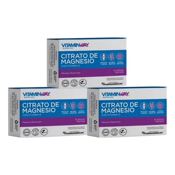 Vitamin Way Citrato De Magnesio Vitamina D 30 Caps Pack X3