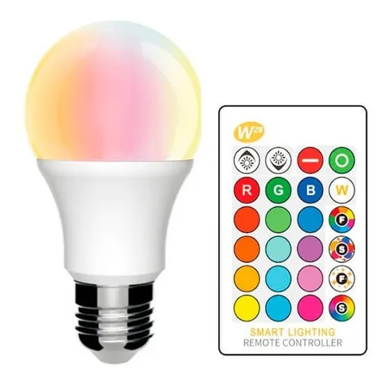 Lampada Led Rgb 5w Cromoterapia + Controle Remoto Bocal E27