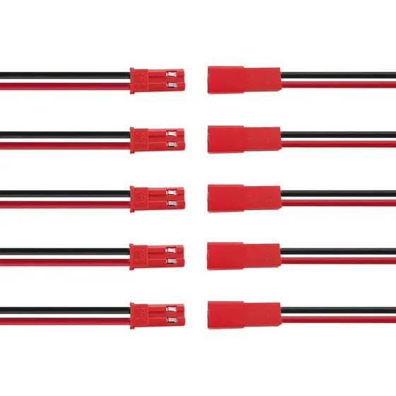 X5 Pares Conector Jst 2 Pines Macho Hembra 10cm Siliconado