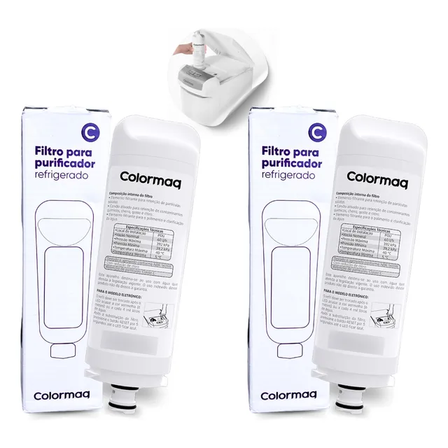 Kit 2 Filtro Refil Purificador De Agua Eletronico Colormaq 