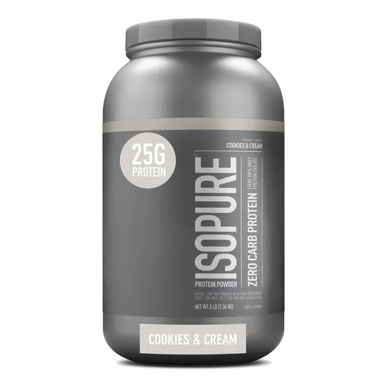 Suplemento en polvo Isopure  Zero Carb proteína sabor cookies & cream en pote de 1.36kg