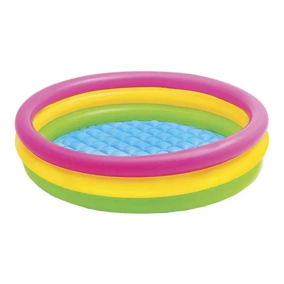 Piscina Inflável redonda Intex 57412 de 1.14m x 25cm 131L rosa e amarela e verde
