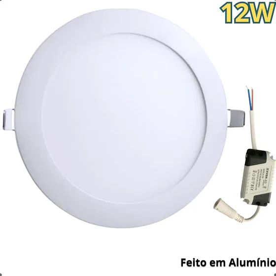 Painel Plafon Led 12w Redondo Embutir 6500k Branca
