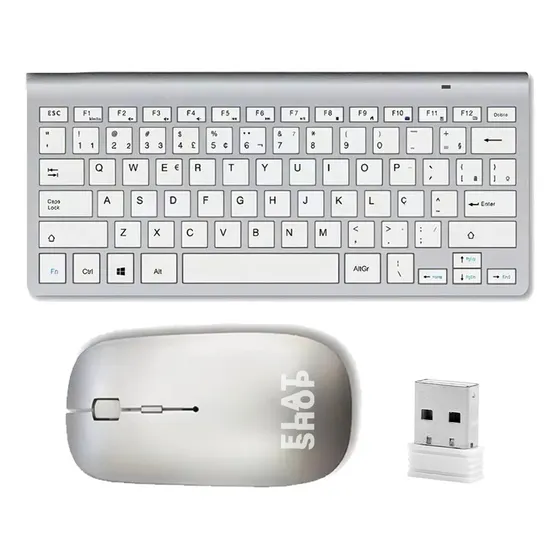 Combo Teclado E Mouse Wireless 2.4ghz Sem Fio 1600dpi Flatshop Tm22 Compatível Pc Computador Notebook Windows Mac