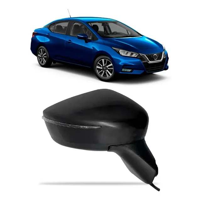 Retrovisor Elétrico Versa 2020 A 2022 C/ Pisca E Capa Preta