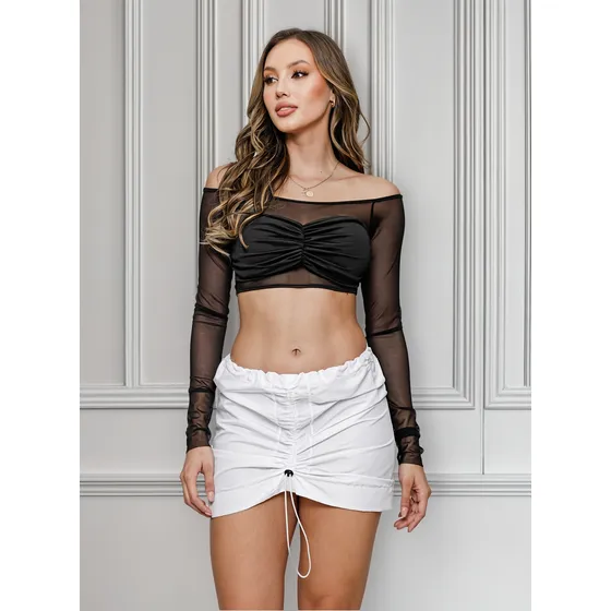 Crop Top Corto Elaborada En Mayatex Y Lycra Silueta Ajustada