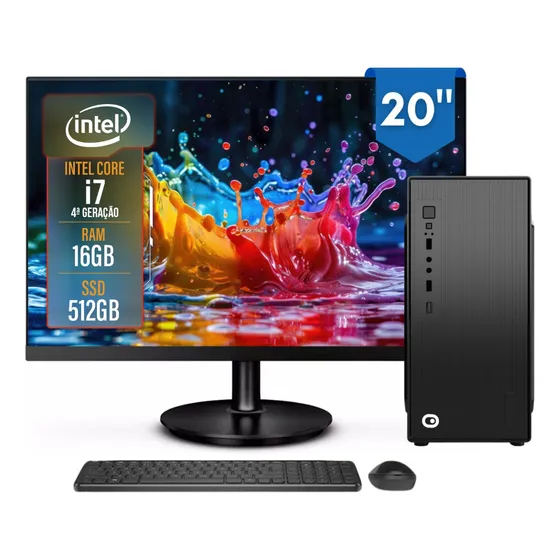 Pc Completo 2eletro Top Intel I7 4ª 16gb 480gb Monitor 20