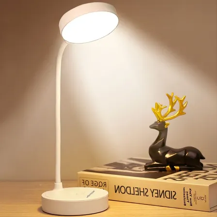 Luminária Abajur De Mesa Led Luz Recarregável Touch Haste Branco 127/220v