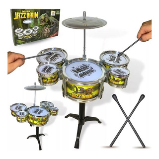 Juguete De Bateria Musical Para Niños Jazz Drum Divertido Verde Juguete De Bateria Musical Para Niños Jazz Drum Divertido Verde