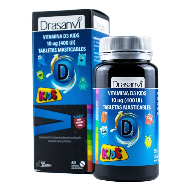 Vitamina D3 Niños Vegano 400 Ui - 60 Tabletas Masticables