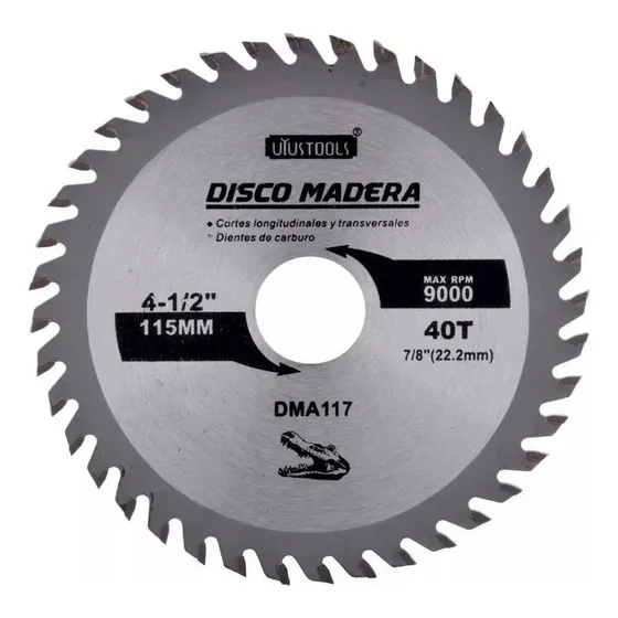 Disco De Sierra Circular 4 1/2'' 40 Dientes Melamina Esmeril Color Plateado