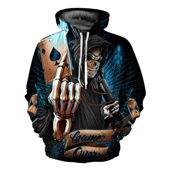 Sudadera Para Hombre Estampada En 3d Con Capucha Cráneo Suda
