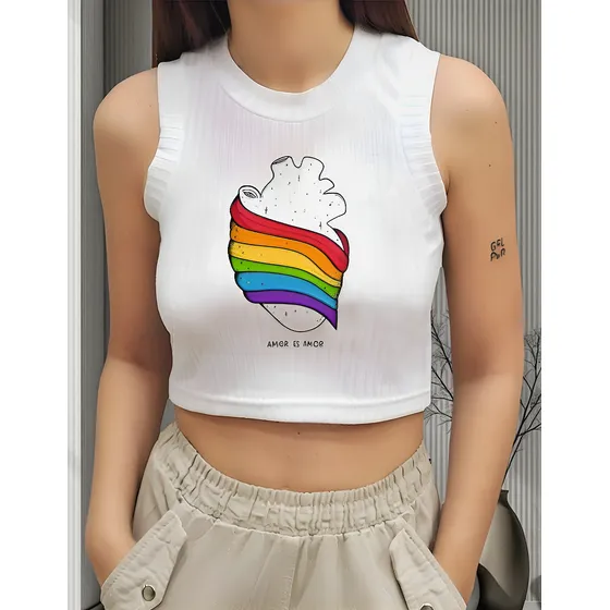 Remera Orgullo Pride Lgtb Top Musculosa Corazon Bandera