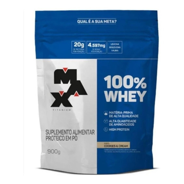 Suplemento Em Pó Max Titanium 100% Whey Sabor Cookies & Cream Em Sachê De 900g Suplemento Em Pó Max Titanium 100% Whey Sabor Cookies & Cream Em Sachê De 900g
