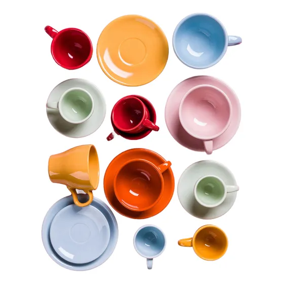 Set Taza Y Platillo Tulipa Porcelana Té Varios Colores 180ml