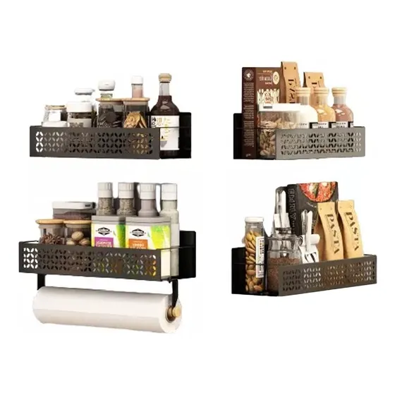 Set X 4 Organizador Especiero y Porta Rollo Gadnic Estante Magnetico para Heladera