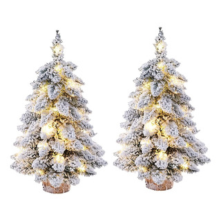 Muyier 2 Piezas Árbol De Navidad Pequeño Con Luces Luces Y Muyier 2 Piezas Árbol De Navidad Pequeño Con Luces Luces Y