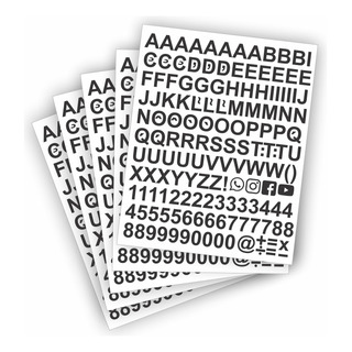 Kit 5 Cartelas Adesivos De Números E Letras 2,0 Cm De Altura Kit 5 Cartelas Adesivos De Números E Letras 2,0 Cm De Altura