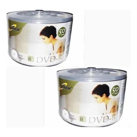 Discos Dvd R 8x Imprimible Cursor 4.7gb 2 pack 50 Unidad cada pack