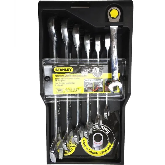 Stanley (94-542) Jgo. 7 Llaves Combinadas Matraca Std