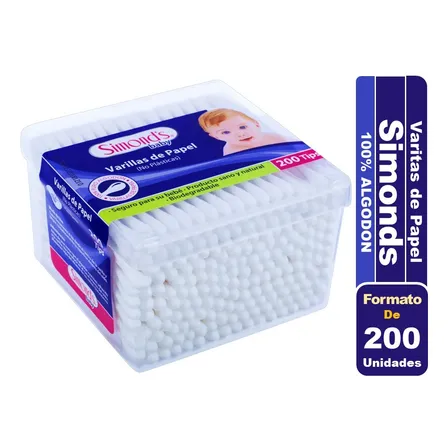 Simond's Baby Varitas De Papel Cotonitos De Algodón 200 Un