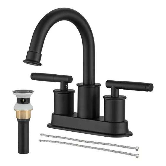 Grifo Baño 2 Manija 3 Agujero Negro Mate Boquilla Giratoria