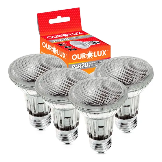 Kit 4 Lâmpadas Halógena Par20 50w 127v 2800k Luz Amarela