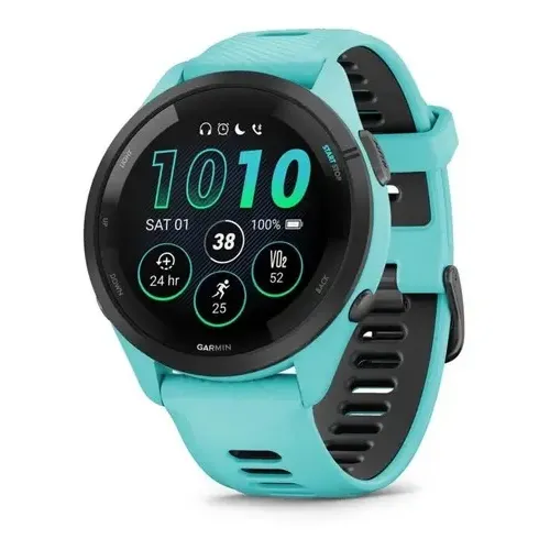 Reloj Garmin Forerunner 265 Music Amoled Aqua 46mm Color Del Bisel Negro | Cuotas sin interés