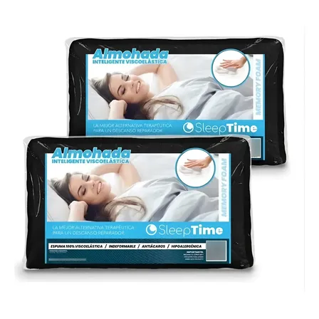 Combo X2 Almohada 60x40 Inteligente Viscoelastica Con Funda Negra