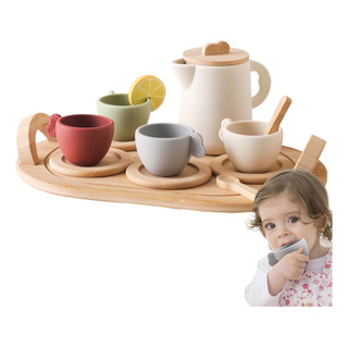 Y Juego De Merienda Infantil Con Bandeja De Madera Y Juego De Merienda Infantil Con Bandeja De Madera