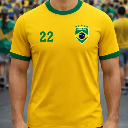 Camisa Brasil Copa Estilo Torcedor Amarela 22