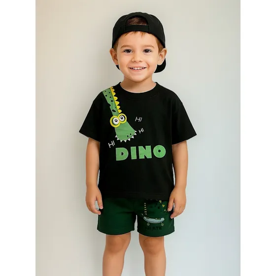 Kit Sortido 10 Peças Roupas Menino 5 Camisetas + 5 Bermudas