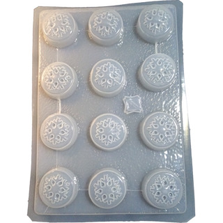 Molde P/ Gelatina Chocolate 12 Copos De Nieve Base Circular Molde P/ Gelatina Chocolate 12 Copos De Nieve Base Circular