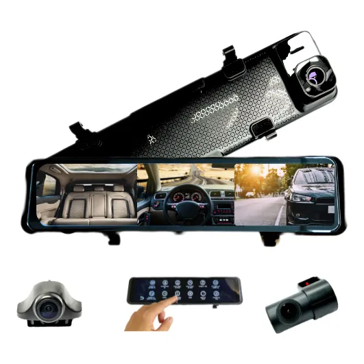 Retrovisor Touch 12 Com 3 Câmeras Frontal + Ré + Interna