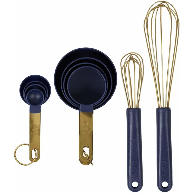 Wilton Juego Taza Medidora Color Azul Marino Dorado 10