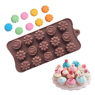 Molde Silicona 15 Rosas Flores - Chocolates Fondant Gomitas Molde Silicona 15 Rosas Flores - Chocolates Fondant Gomitas