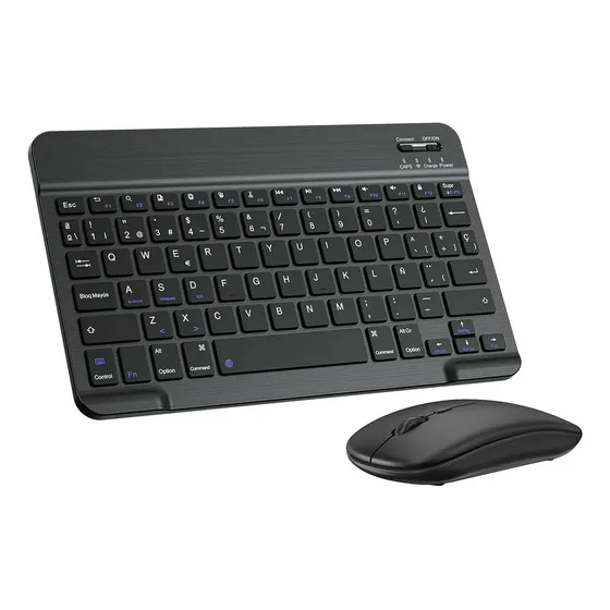 Kit Teclado Y Mouse Bluetooth Para Tablet Recargable Español