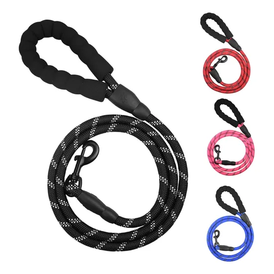 Correa Para Perro Grande Resistente Correa De Cuerda 1.60 M Color Negro