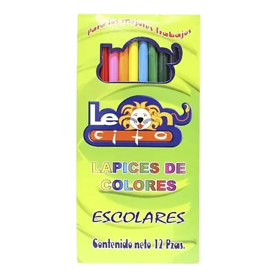 Lápices De Colores Escolares Leoncito 12 Piezas