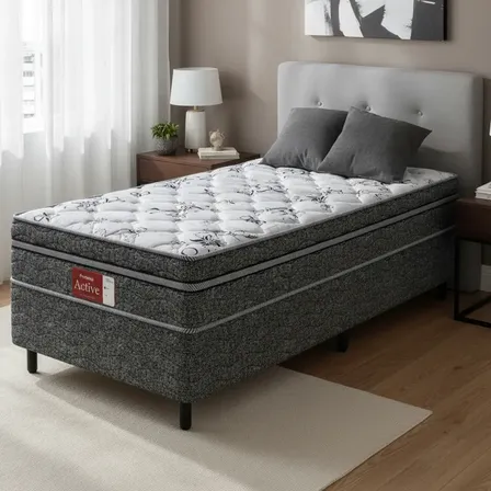 Cama Box Conjugada Probel Espuma D28 Ortopédico Solteiro Cinza