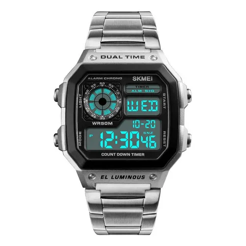 Reloj deportivo Skmei 1335 Square LED plateado para hombre
