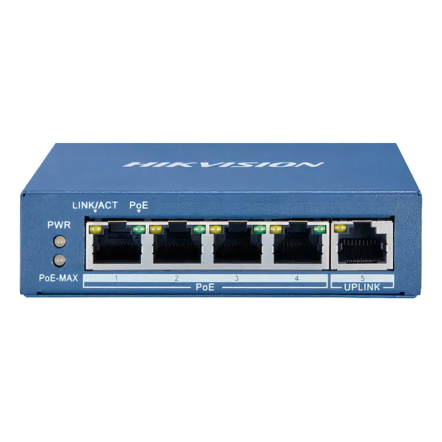 Conmutador PoE Hikvision DS-3E0505p-e 4p 10/100/1000 Mbps
