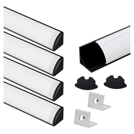 Banna 5pcs Perfil De Aluminio Para Tira Led En Casa Oficinas 5m Luz Negro Mica Opalina