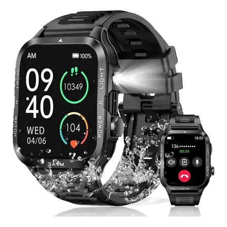 RELOJ INTELIGENTE HOMBRE LLAMADAS BLUETOOTH FLASH 880MAH NEGRO SILICONA