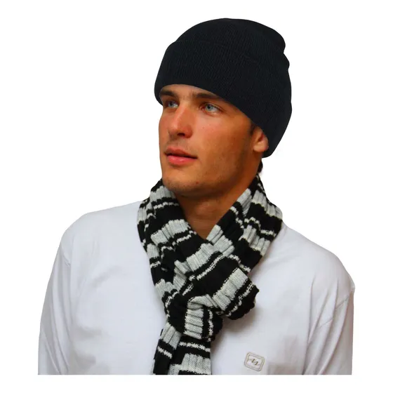 Gorro De Lana Liso Negro Negro Adulto Lisa