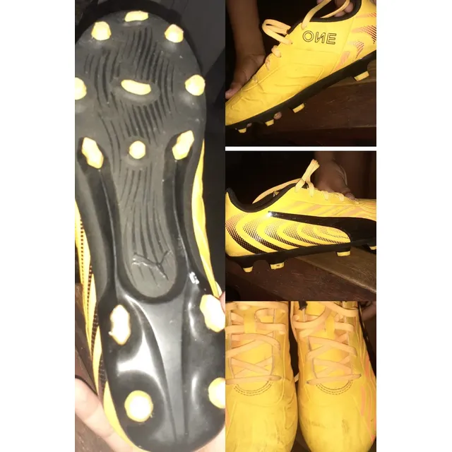 Tacos Futbol Puma One Talla 37 Como Nuevo Amarillo Con Negro